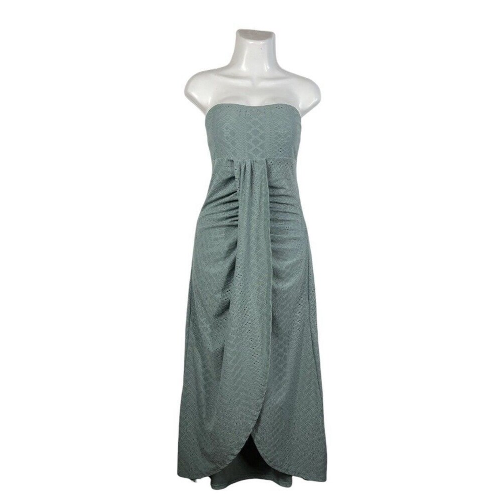 ChicMe Large Sage Eyelet Strapless Dress Draped Maxi Summer Cottage
Garden Party